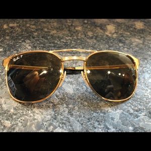 Ray-Ban Signet Polarized Gold Sunglasses Brown